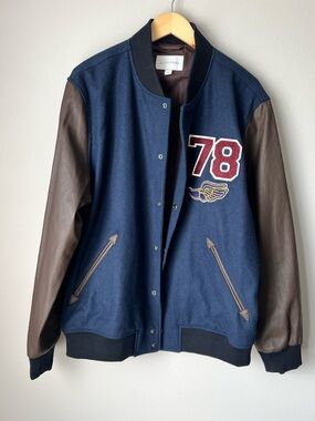 Sun + Stone Navy Blue Wool-Blend Men’s Sweater Jacket Size XL